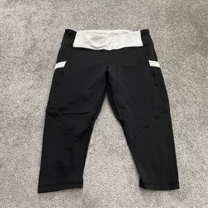 Lululemon Run Mod Moves Crop Pants Womens 8 Black Zip Pocket Active Yoga 28x17